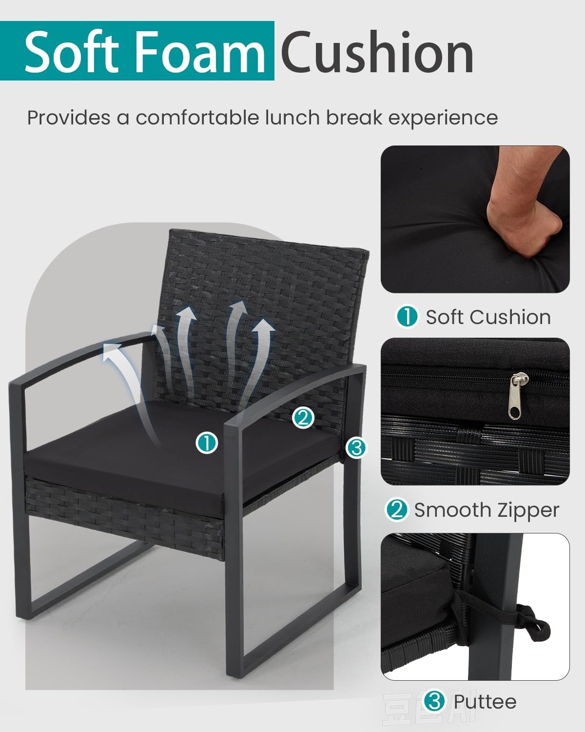 Bezseller 3 Pieces Patio Furniture Set,