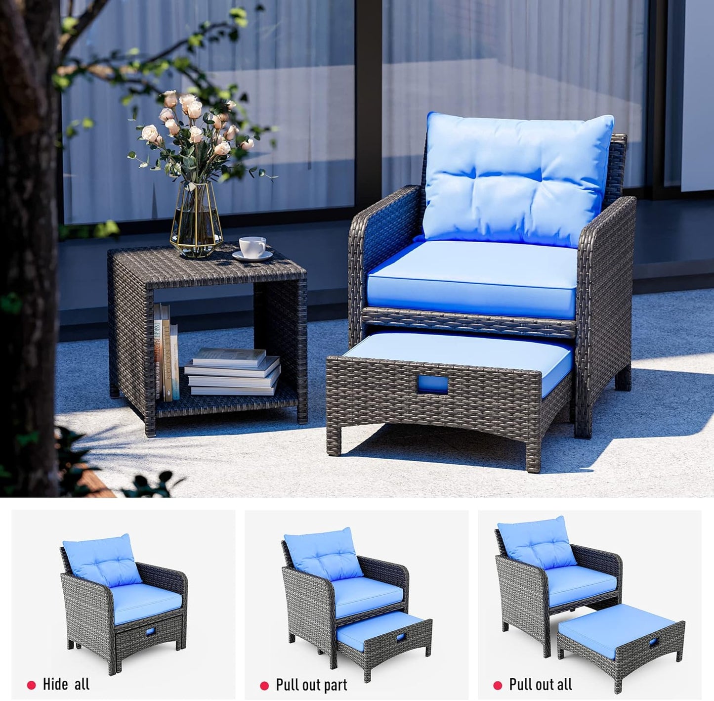 Pamapic 5 Pieces Wicker Patio Furniture Set