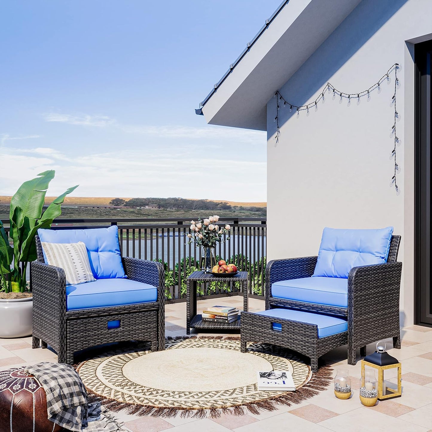 Pamapic 5 Pieces Wicker Patio Furniture Set