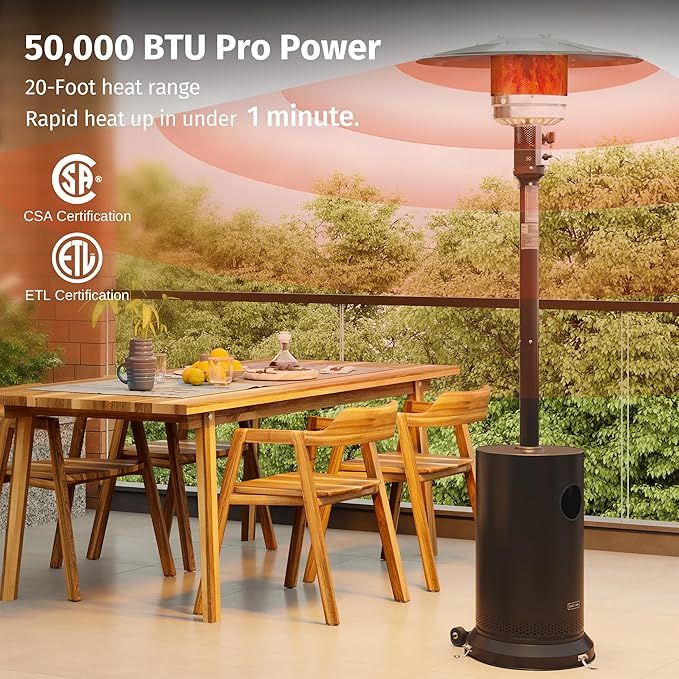 EAST OAK 50,000 BTU Patio Heater for Outdoor Use