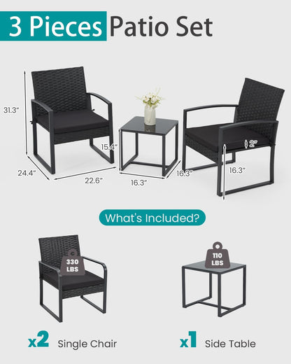 Bezseller 3 Pieces Patio Furniture Set,