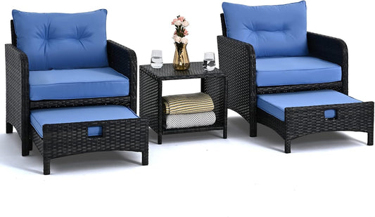 Pamapic 5 Pieces Wicker Patio Furniture Set